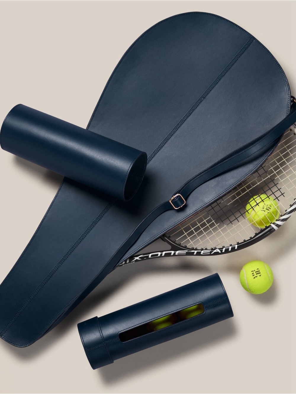 Paradise Row $695 Wimbledon Leather Tennis Racket Cover Petroleum Blue